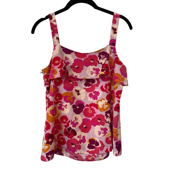 Cabi Footloose Camisole Size XS Floral Print Ruffled Double Layer Bohemian NEW - Picture 3 of 9